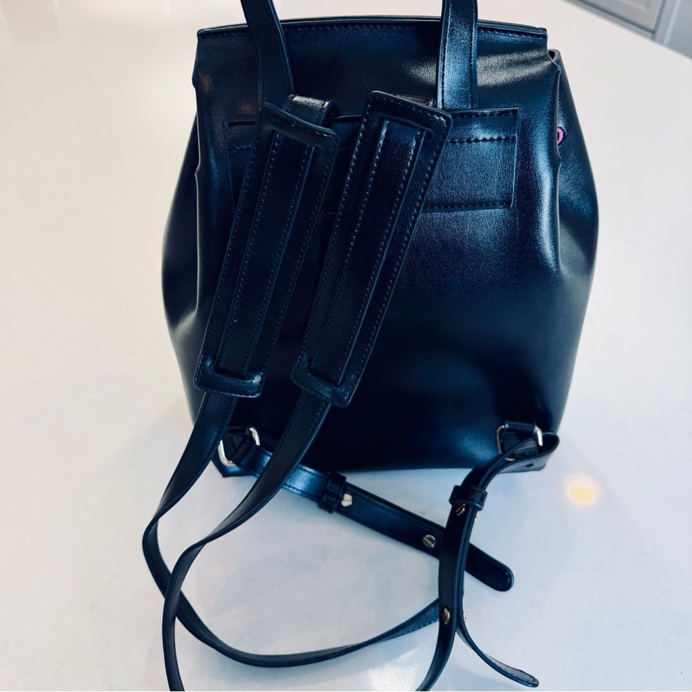 Mansur Gavriel Minimalist Leather Backpack in Black with Red Interior - Picture 7 of 14